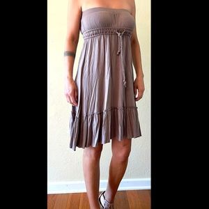 Brown Strapless Short Dress